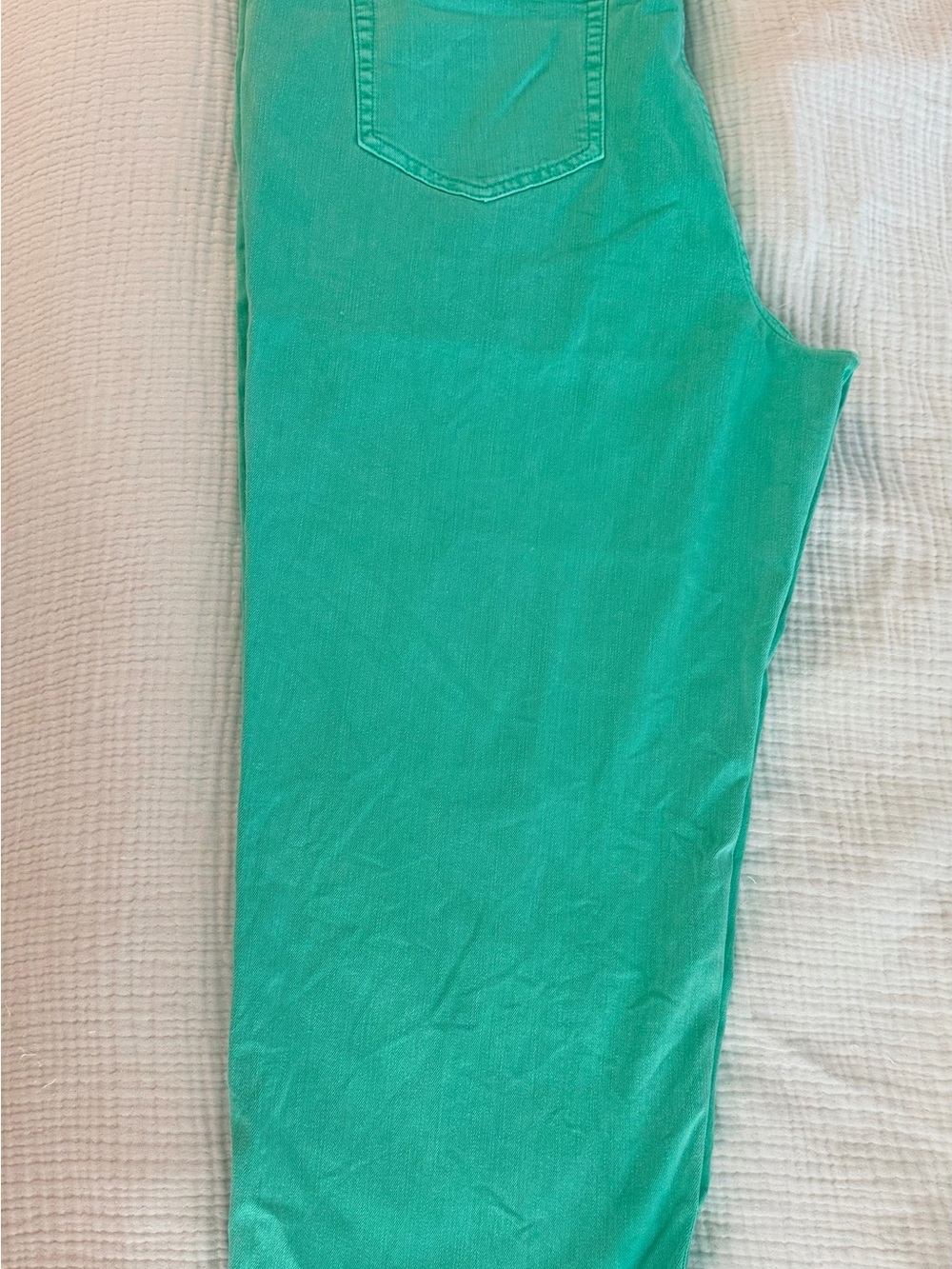 J.Jill Green Straight-Leg Jeans with fringe hem.